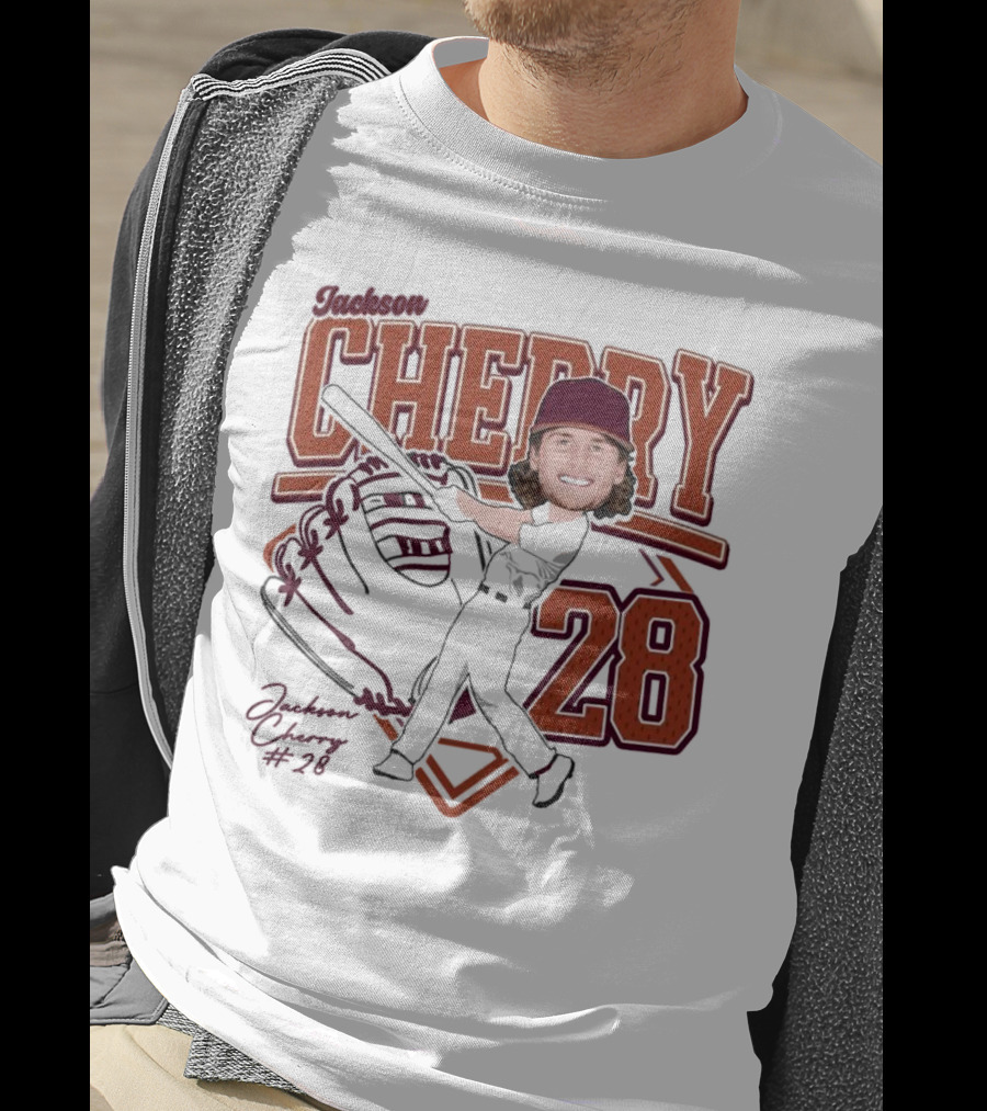 Cherry Baseball Jackson #28 Player Portrait 2025 T-Shirt
