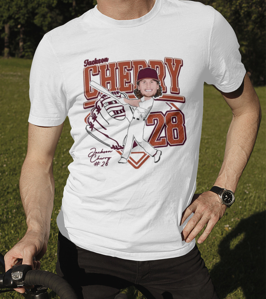 Cherry Baseball Jackson #28 Player Portrait 2025 T-Shirt