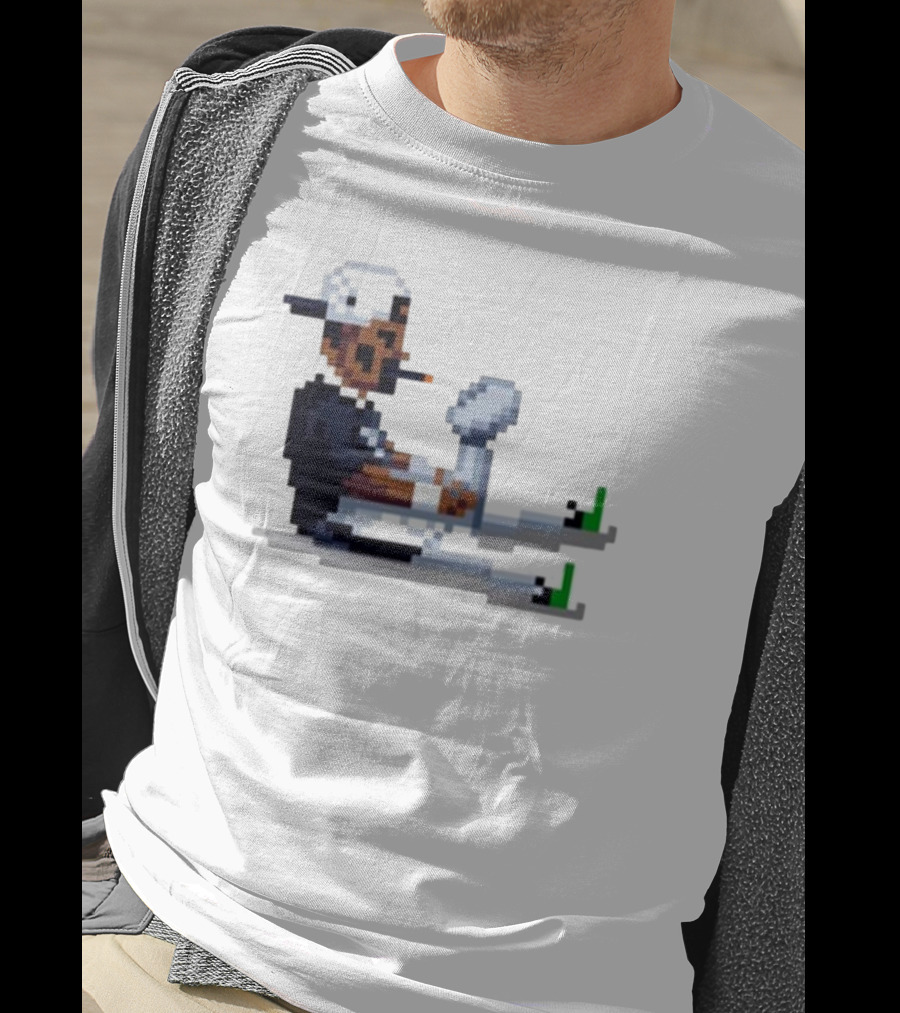 Jalen Hurts Philadelphia Eagles Champs 2025 Pixel Pigskin Player Holding Trophy T-Shirt