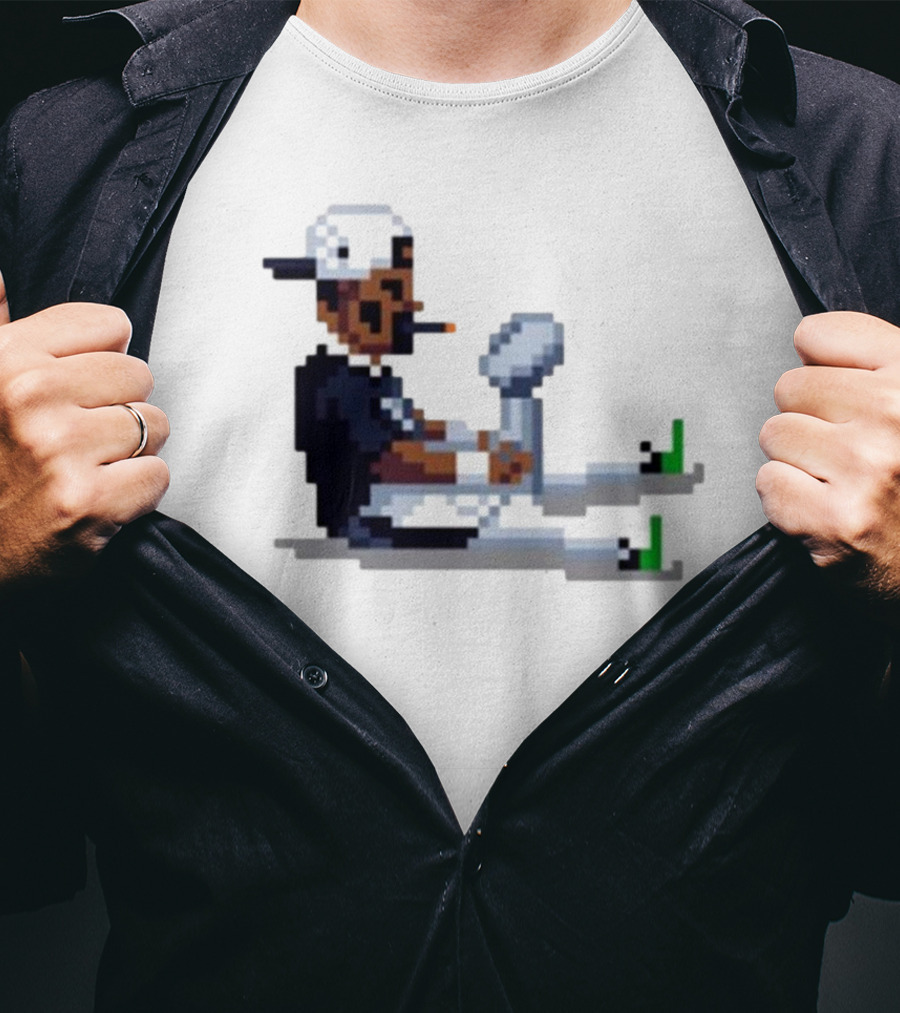 Jalen Hurts Philadelphia Eagles Champs 2025 Pixel Pigskin Player Holding Trophy T-Shirt