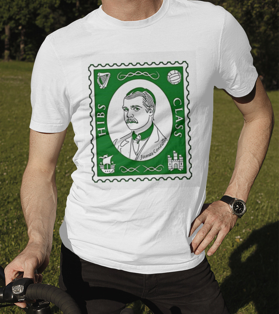 James Connolly Hibs Class Stamp With Harp, Ball, Ship, Castle Symbols T-Shirt