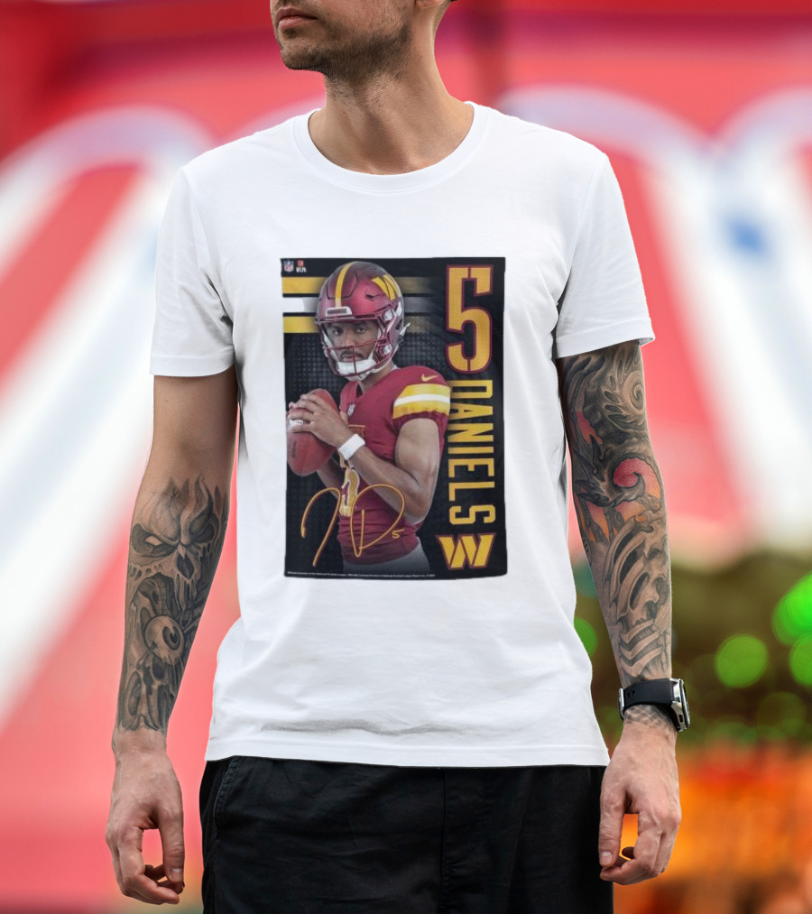 NFL Washington Commanders Jayden Daniels 5 Signature T-Shirt