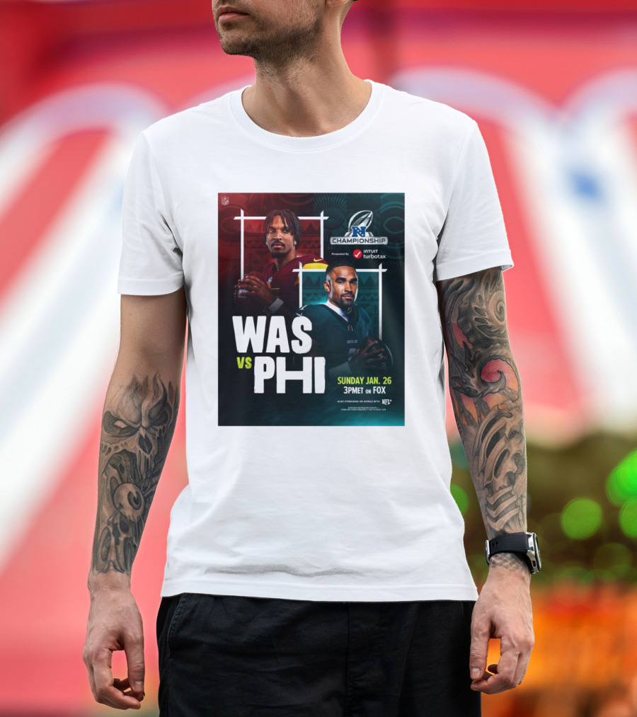 Jayden Daniels Washington Commanders vs Jalen Hurts Philadelphia Eagles NFC Championship Sunday Jan 26 3PM ET on Fox T-Shirt