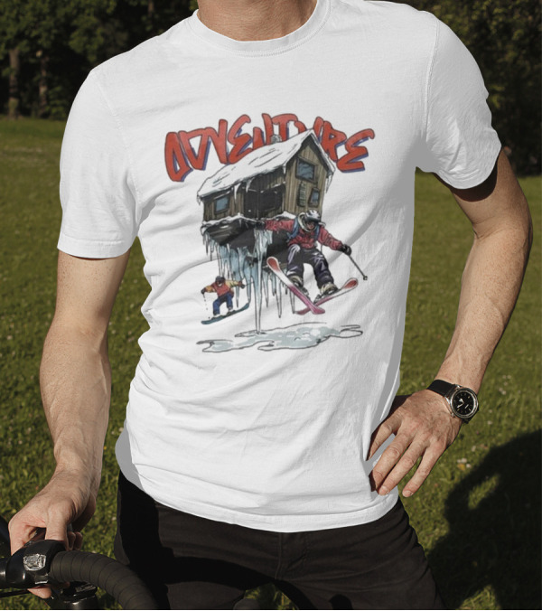 Adventure Jimmy's One Last Run Skiing Cabin Snowboarding T-Shirt