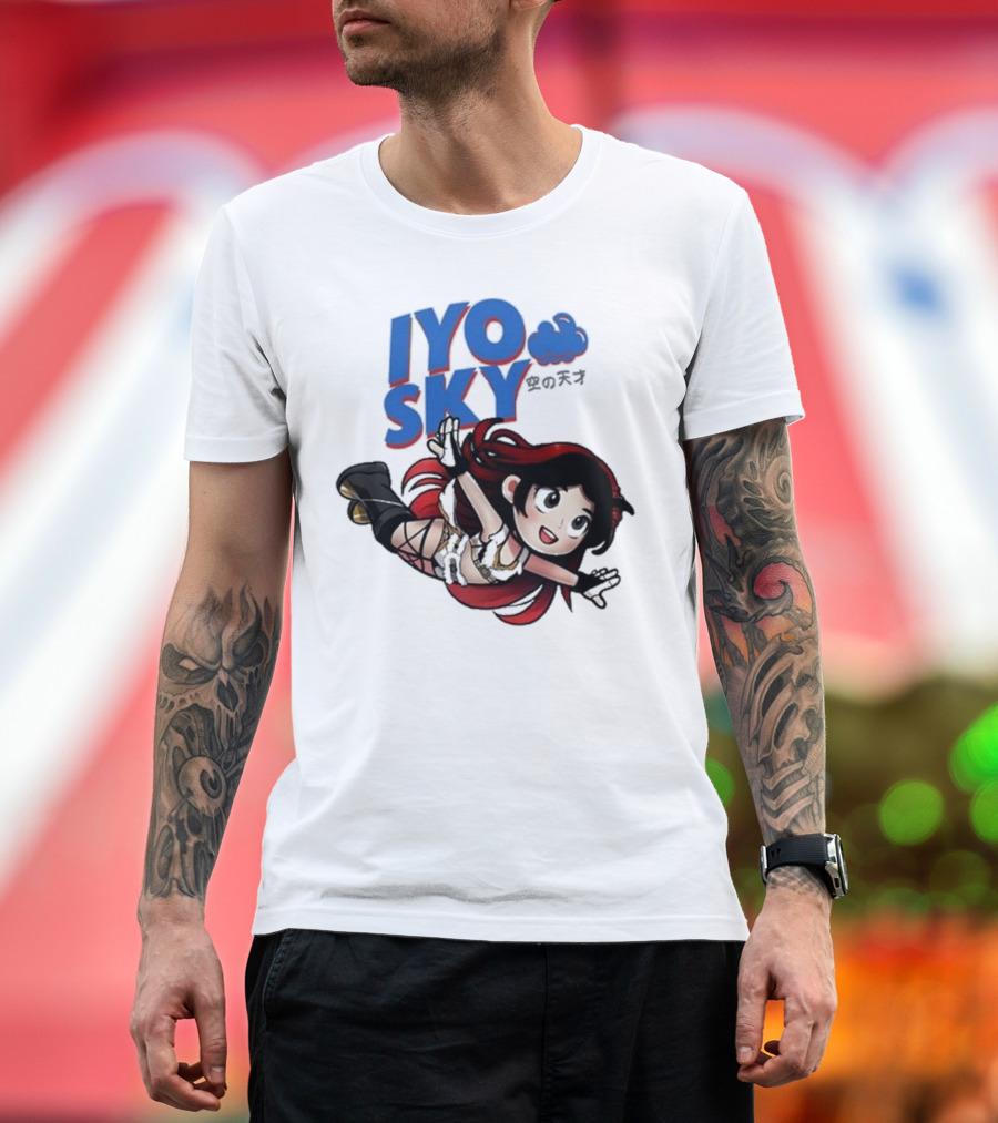 Iyo Sky Anime Character with Red and Black Hair Floating in the Clouds T-Shirt