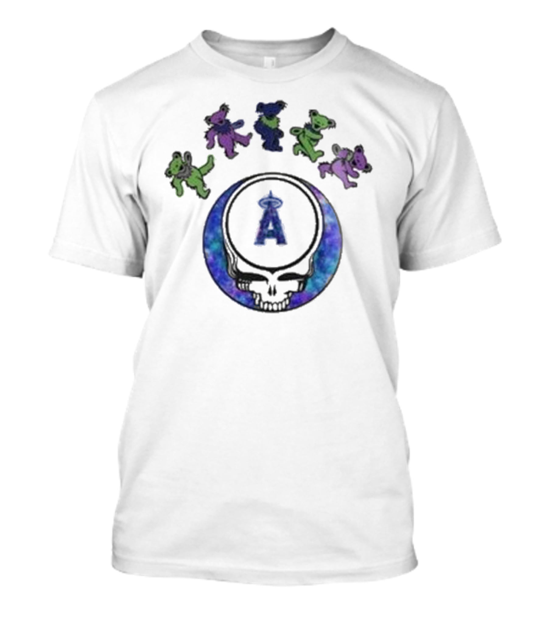 Los Angeles Angels 2025 Grateful Dead Skull Bears Night Baseball T-Shirt