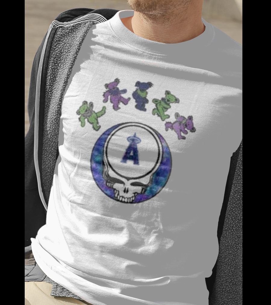 Los Angeles Angels 2025 Grateful Dead Skull Bears Night Baseball T-Shirt