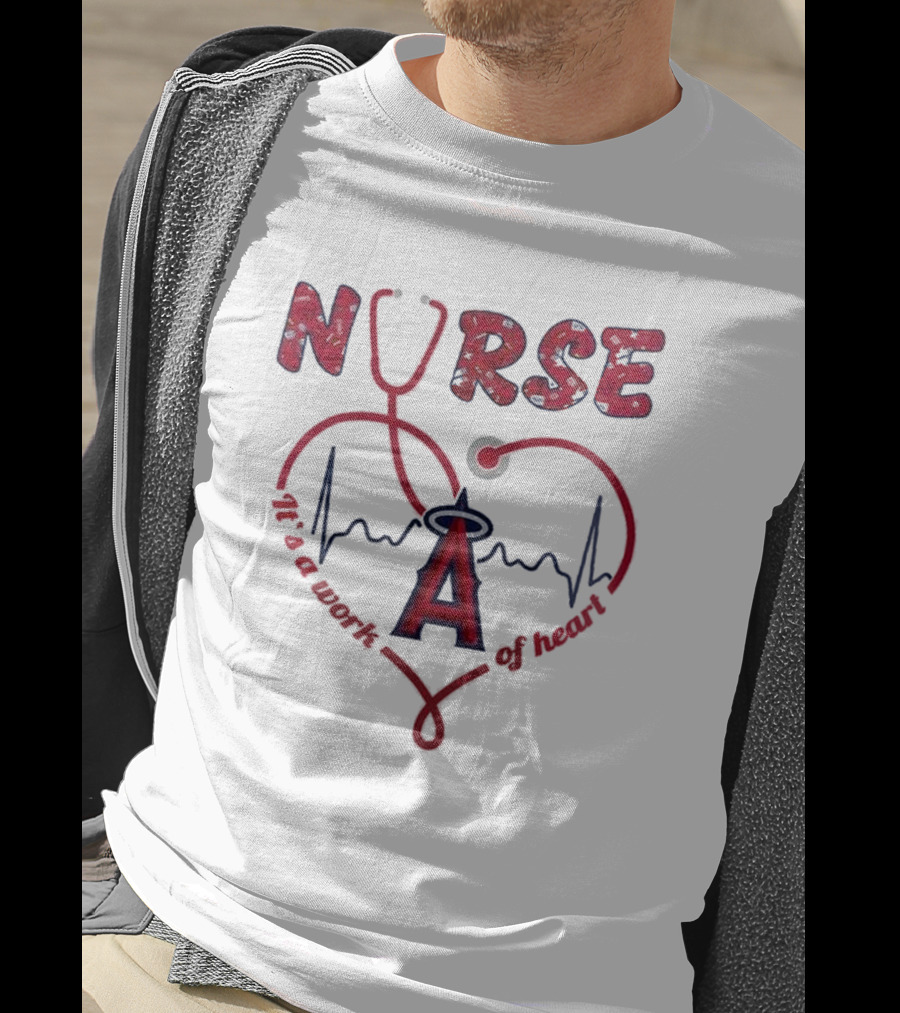 Los Angeles Angels Nurse Heartbeat Stethoscope 2025 Appreciation Night Baseball T-Shirt
