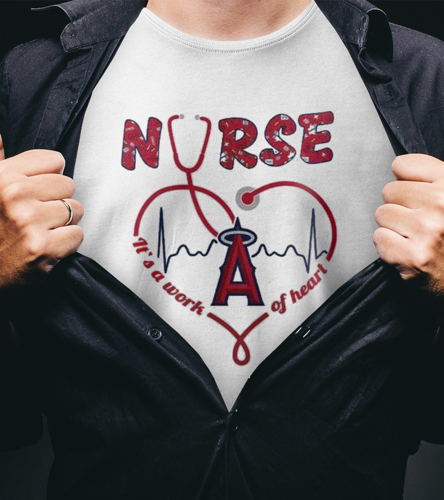 Los Angeles Angels Nurse Heartbeat Stethoscope 2025 Appreciation Night Baseball T-Shirt