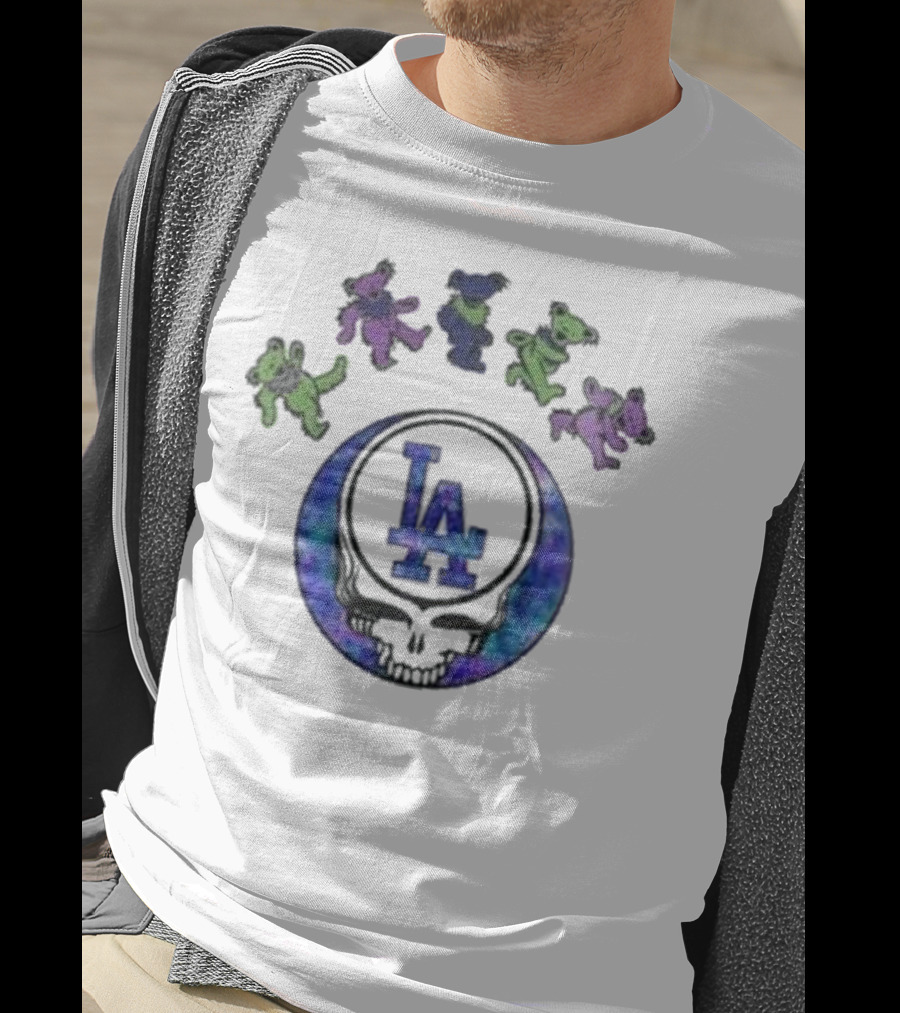 Los Angeles Dodgers 2025 Grateful Dead Skull Bears Night Baseball T-Shirt
