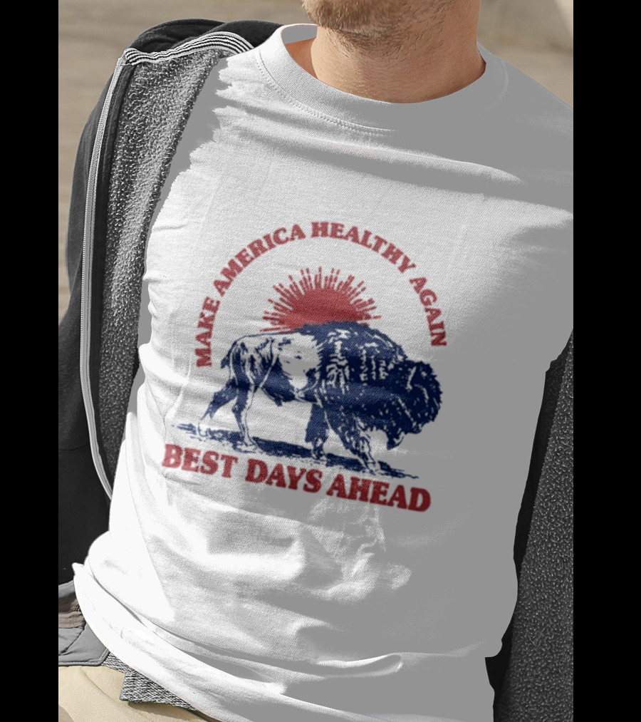 Make America Healthy Again Best Days Ahead Buffalo Bison Sunburst T-Shirt