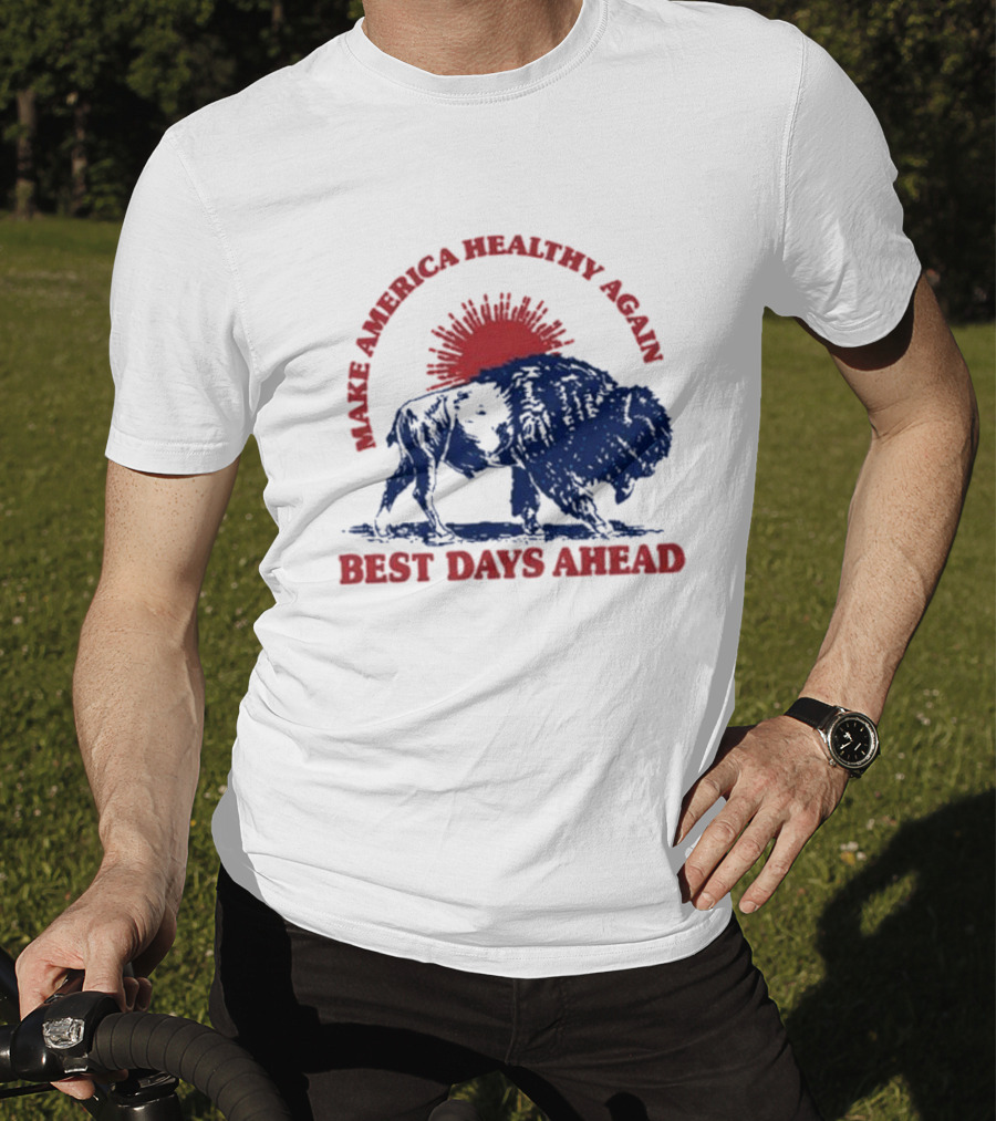 Make America Healthy Again Best Days Ahead Buffalo Bison Sunburst T-Shirt
