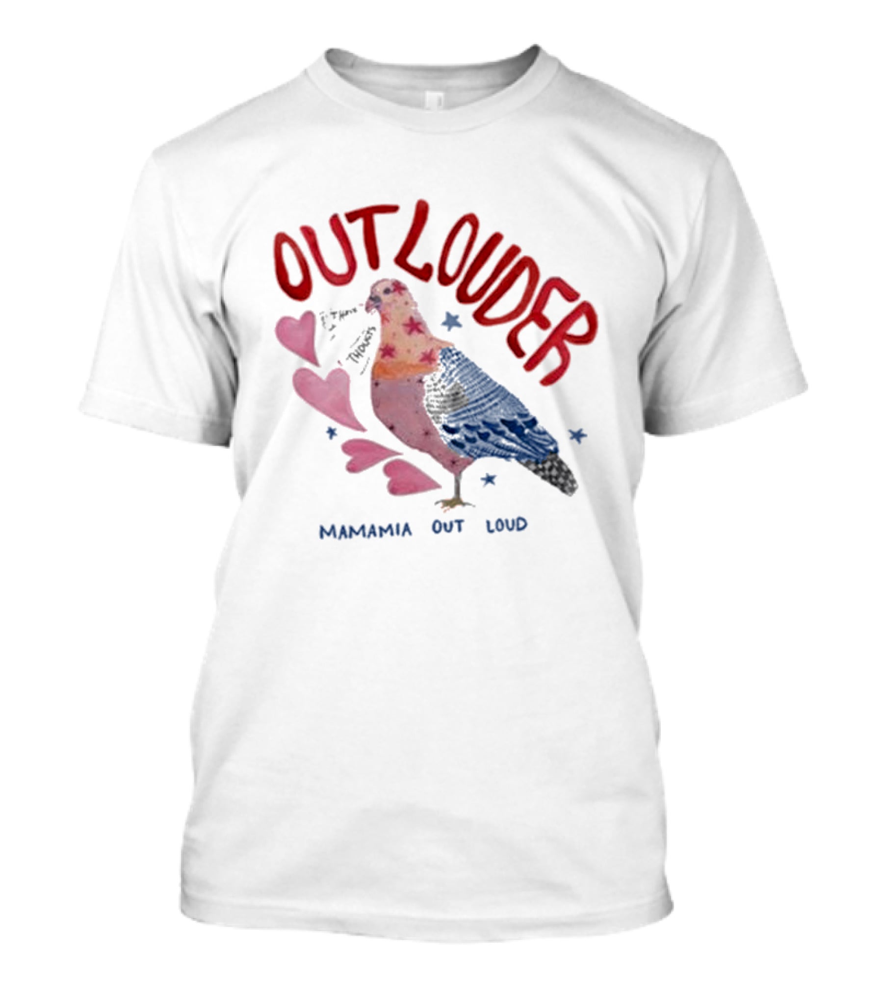 Mamamia Out Loud Outlouder Pigeon With Hearts And Stars T-Shirt