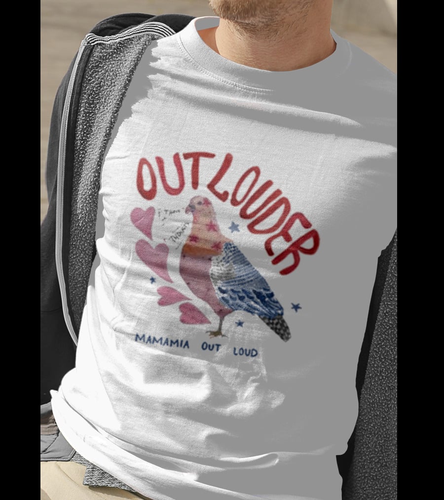 Mamamia Out Loud Outlouder Pigeon With Hearts And Stars T-Shirt