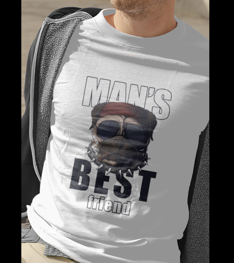 Man's Best Friend Bulldog With Bandana And Sunglasses T-Shirt