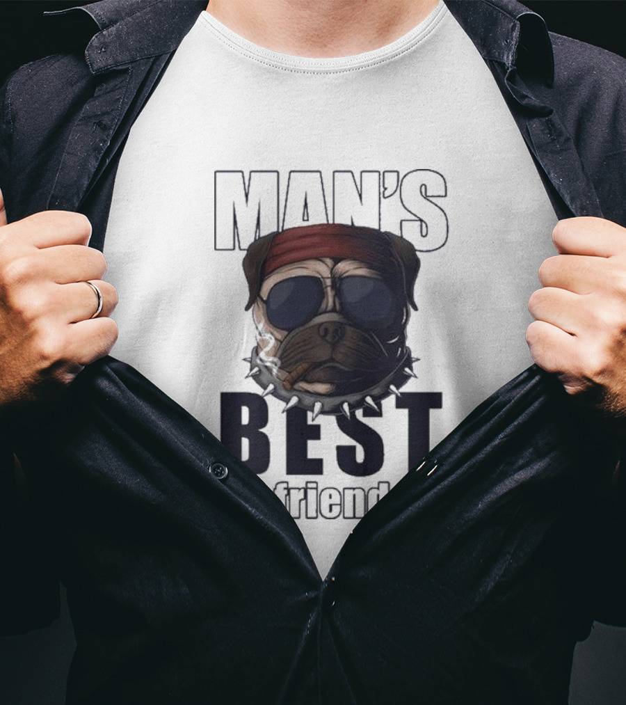 Man's Best Friend Bulldog With Bandana And Sunglasses T-Shirt