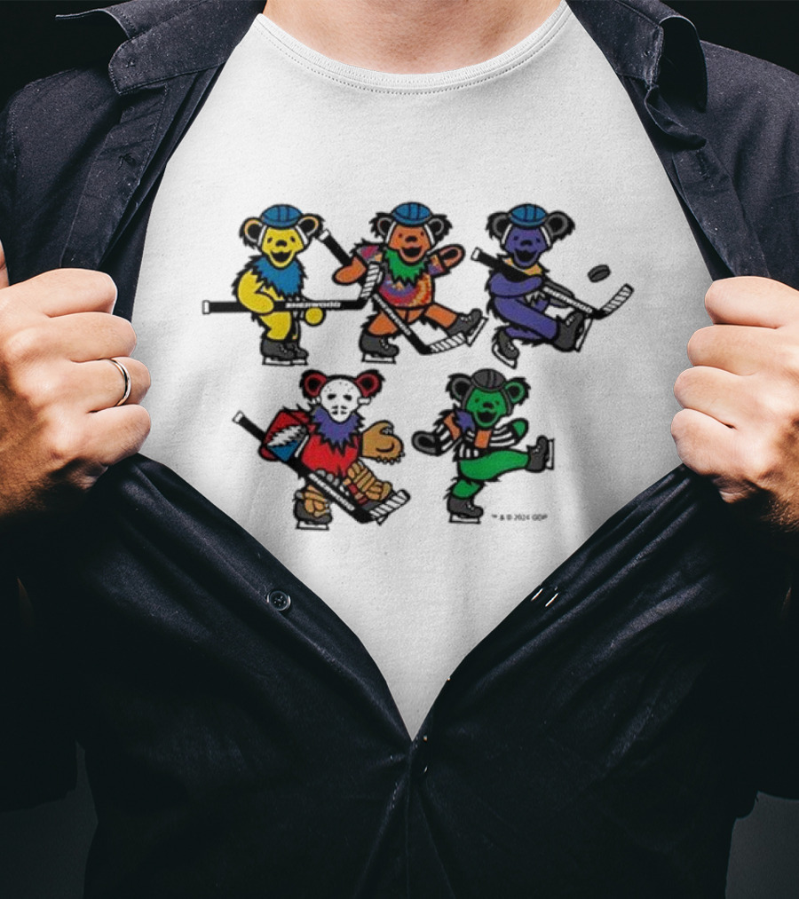 Market Sherwood Grateful Dead Dancing Bears Colorful Collaboration T-Shirt