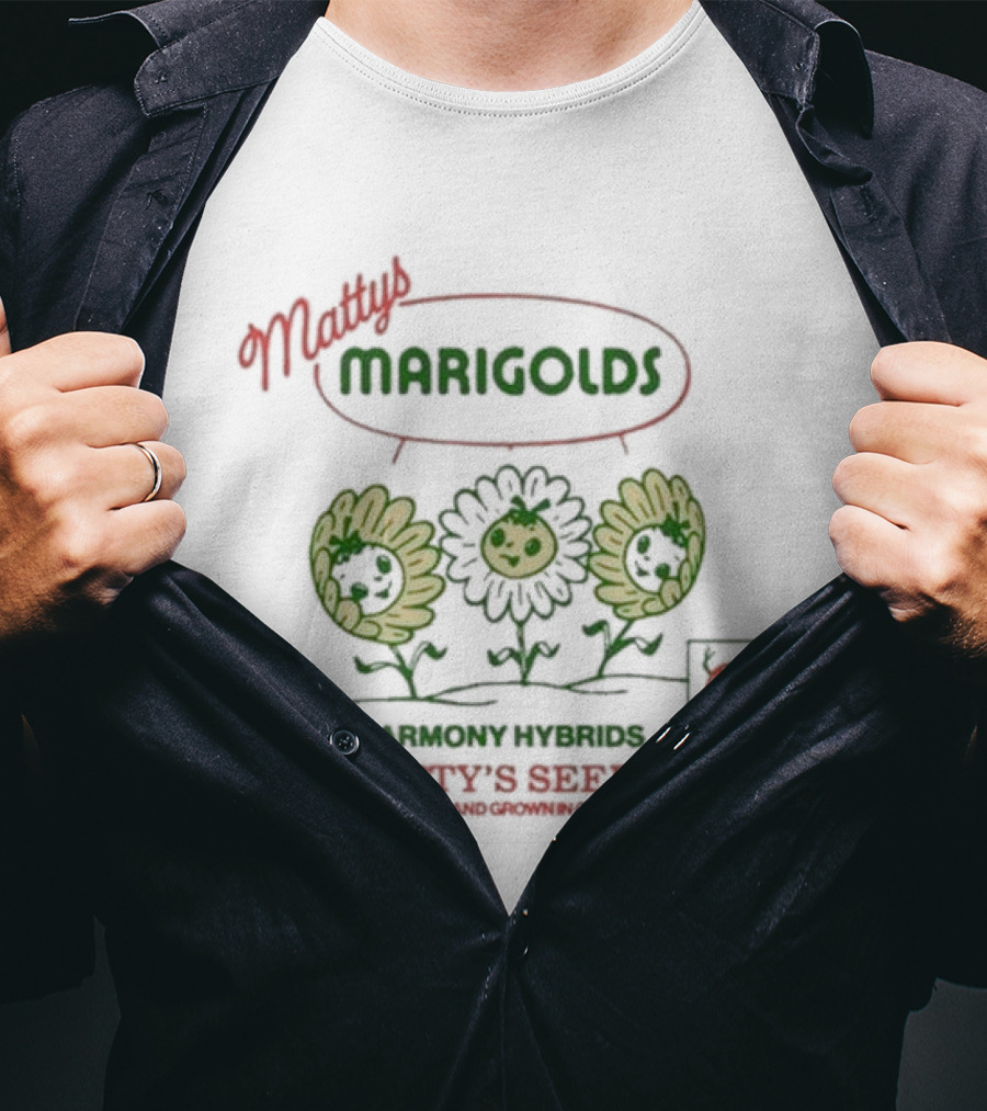 Matty's Marigolds Harmony Hybrids Matty's Seeds Produced And Grown In Canada T-Shirt