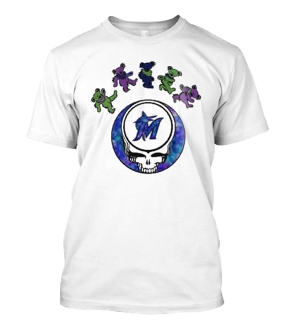 Miami Marlins Grateful Dead Night 2025 Skull Bears T-Shirt