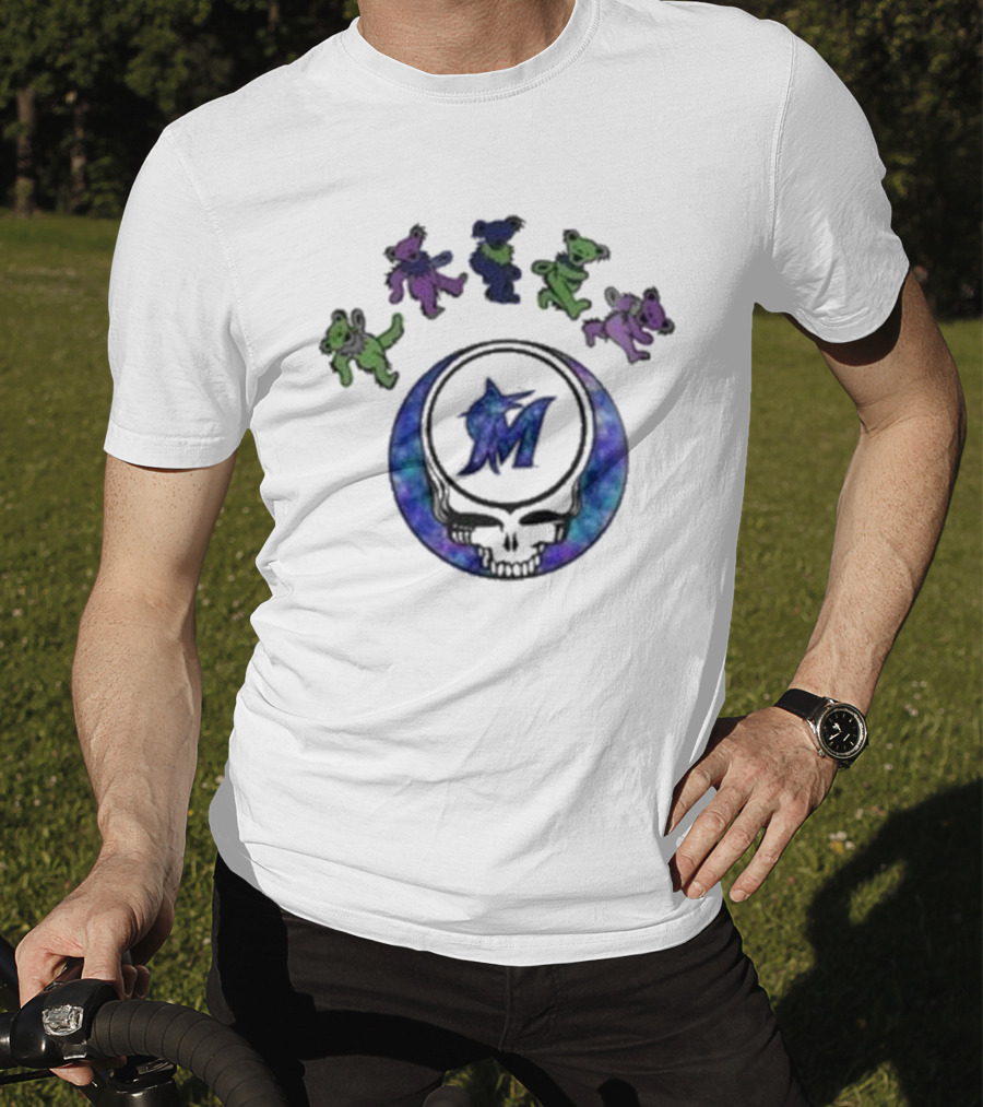Miami Marlins Grateful Dead Night 2025 Skull Bears T-Shirt