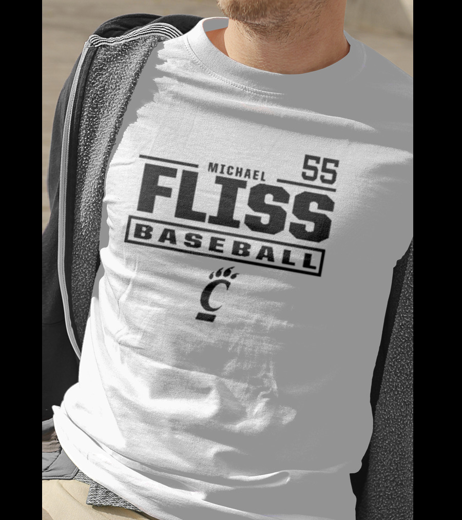 Michael Fliss 55 Cincinnati Bearcats Baseball 2025 Bold Athlete Number Design T-Shirt