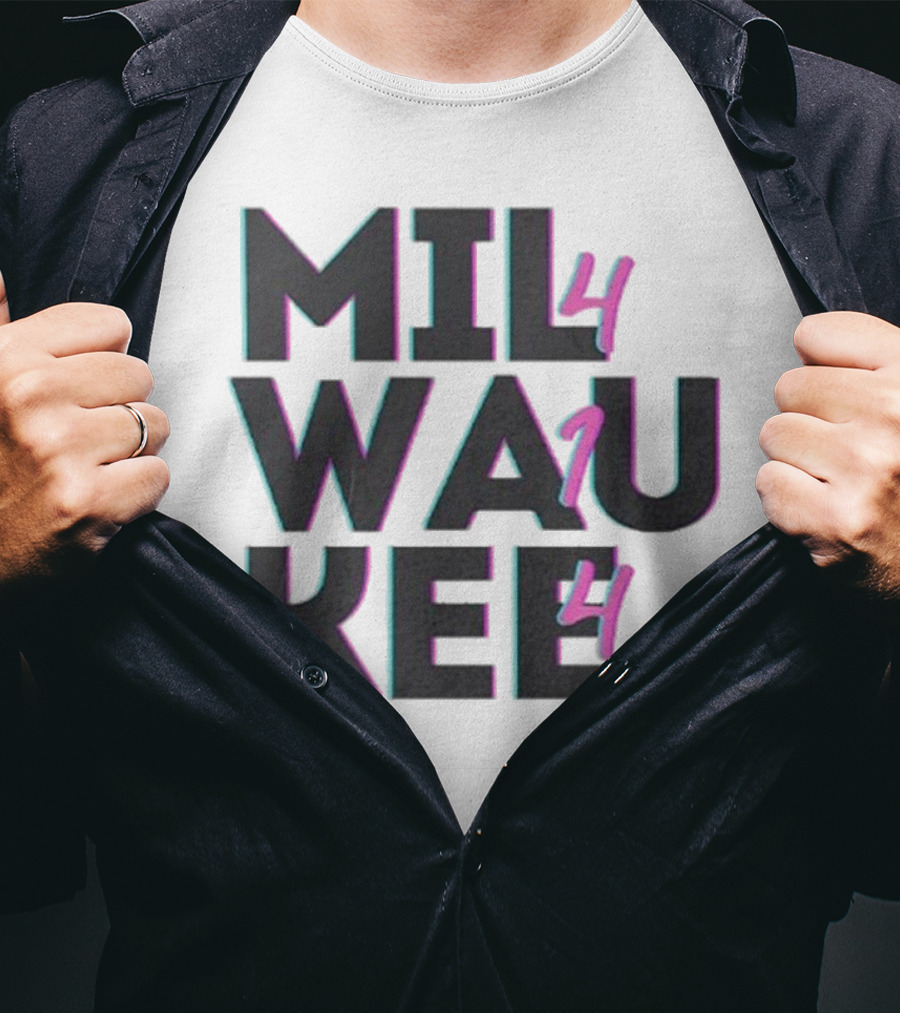 Milwaukee 414 Vintage Neon Typography Bold Statement T-Shirt