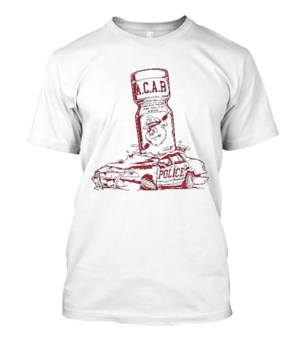 More Poppers Less Coppers ACAB Police Car T-Shirt