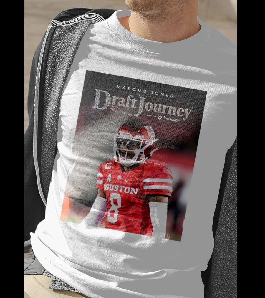 Marcus Jones New England Patriots NFL Draft Journey Houston Football T-Shirt