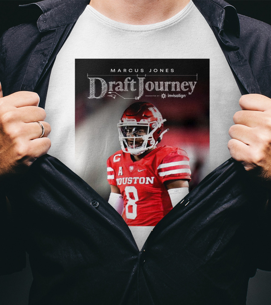 Marcus Jones New England Patriots NFL Draft Journey Houston Football T-Shirt