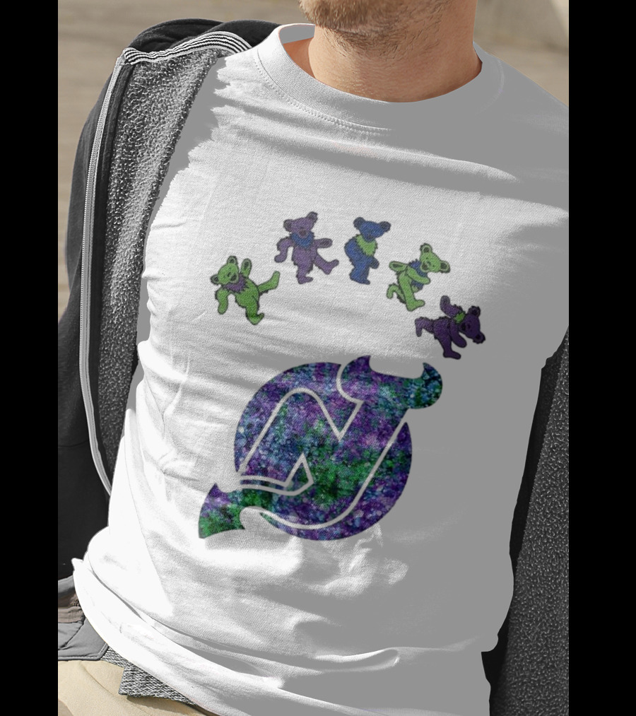 New Jersey Devils Grateful Dead Night 2025 Dancing Bears Iconic Hockey Event T-Shirt
