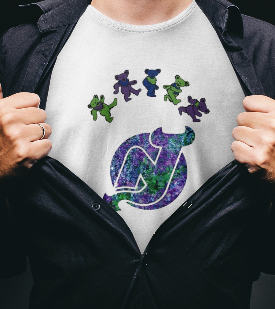 New Jersey Devils Grateful Dead Night 2025 Dancing Bears Iconic Hockey Event T-Shirt