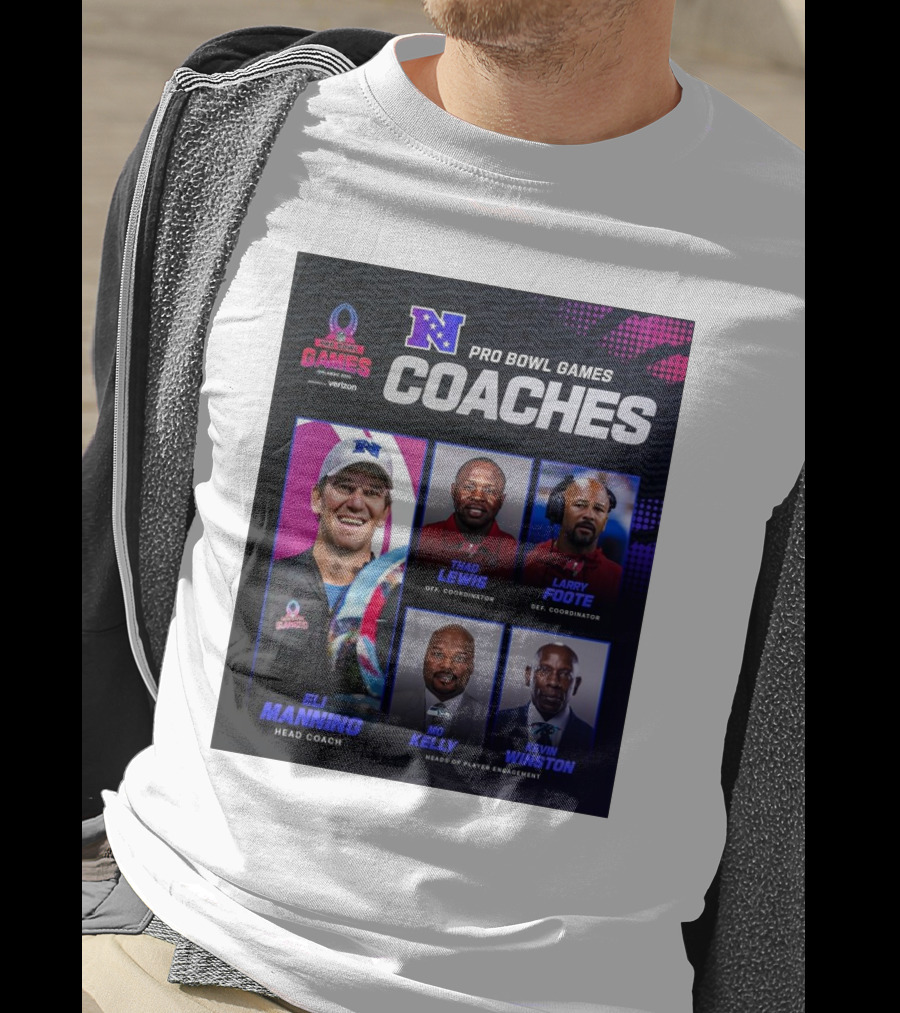NFC Pro Bowl Games Coaches Eli Manning Thad Lewis Larry Foote Mo Kelly Kevin Winston T-Shirt