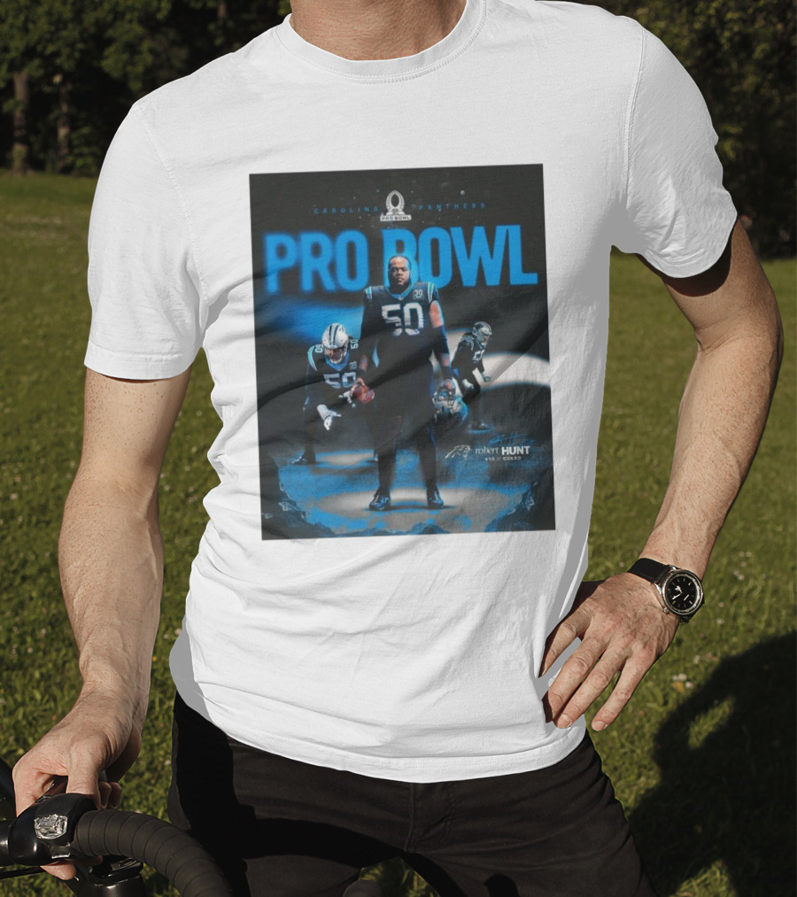 Carolina Panthers Pro Bowl 2025 Robert Hunt 50 Guard Signature NFL T-Shirt