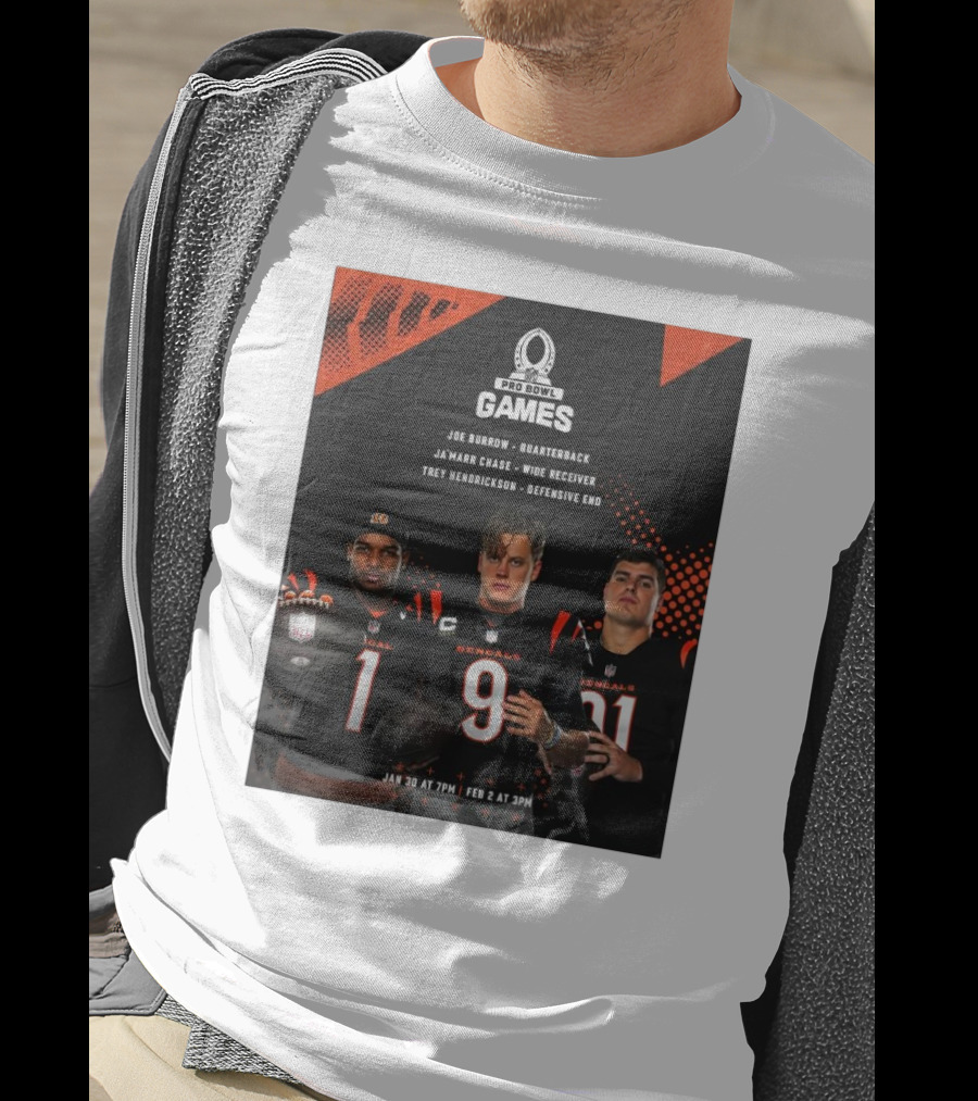 Pro Bowl Games 2025 Joe Burrow Ja’marr Chase Trey Hendrickson Jan 30 Feb 2 Bengals NFL T-Shirt