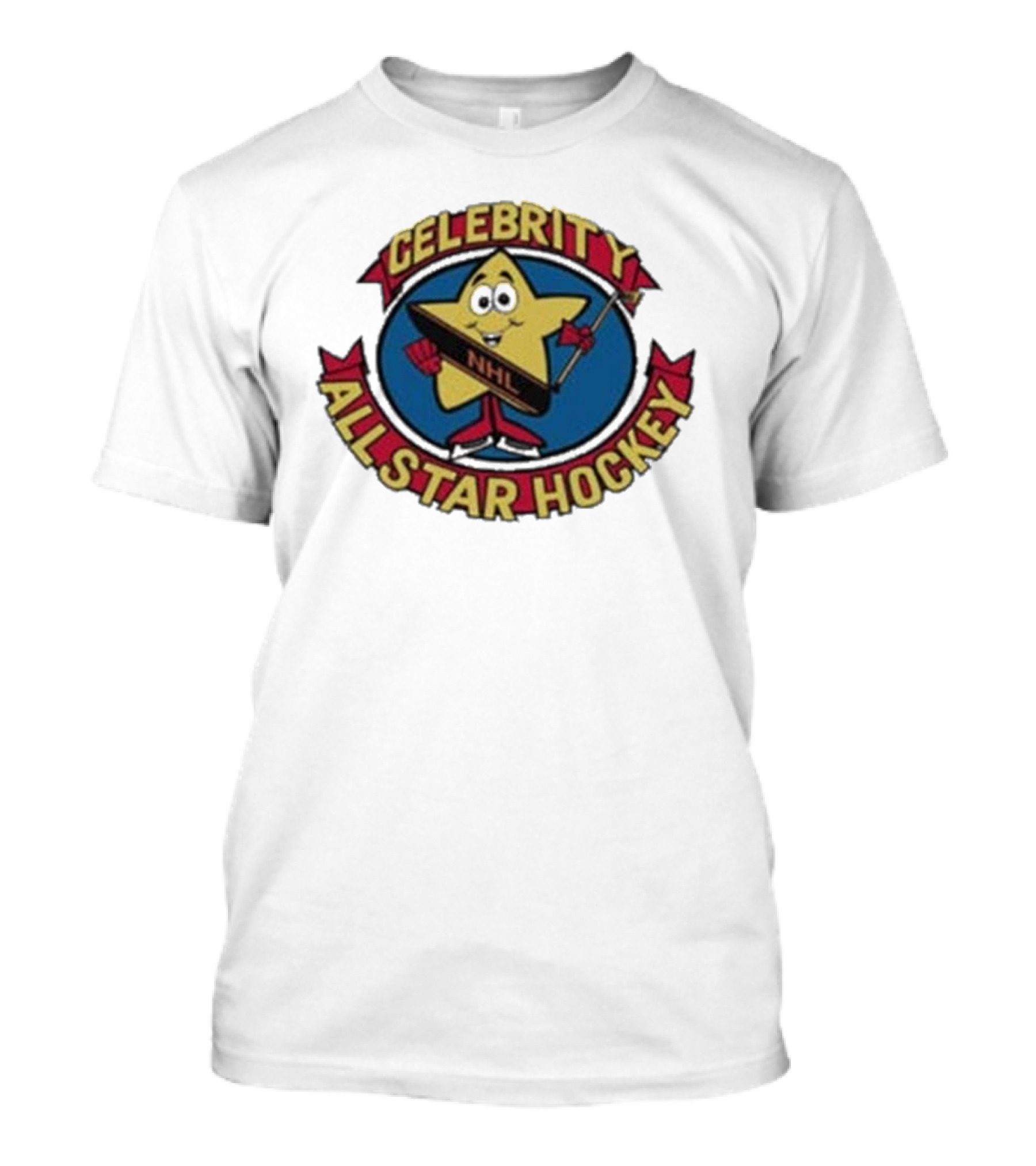NHL Celebrity All Star Hockey Yellow Star Holding Stick T-Shirt