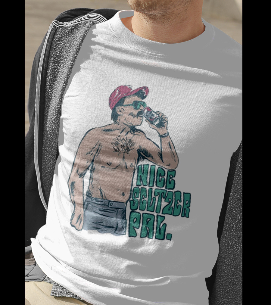 Nice Seltzer Pal 4.0 Cartoon Graphic Of Less Man In Cap And Sunglasses With Drink T-Shirt