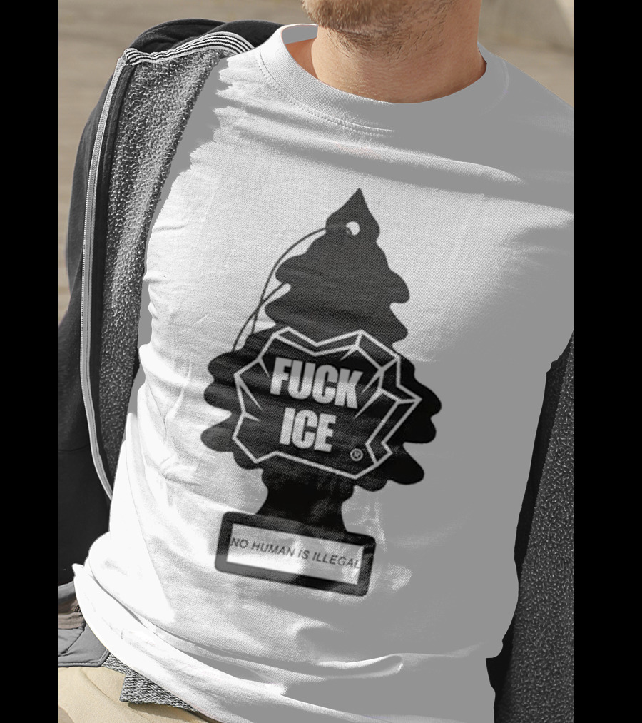 No Human Is Illegal Fuck ICE Tree Shape T-Shirt