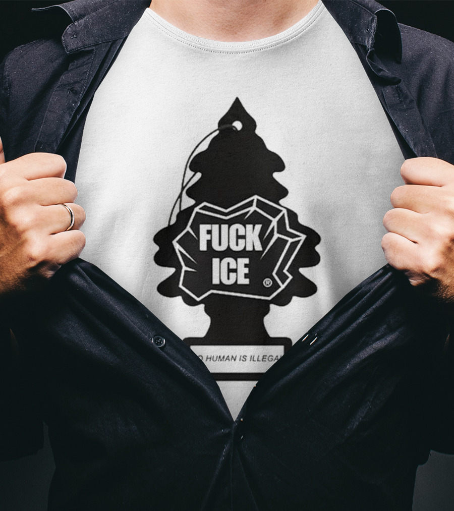 No Human Is Illegal Fuck ICE Tree Shape T-Shirt