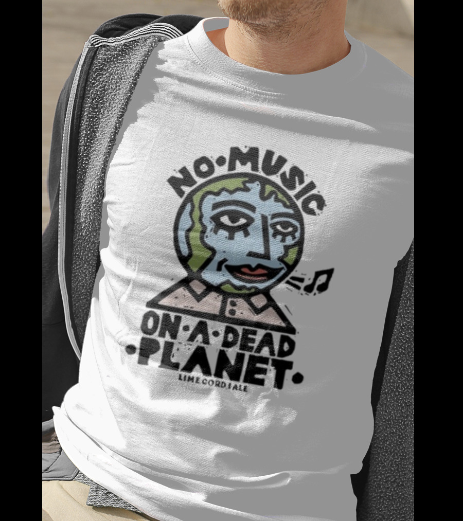 No Music On A Dead Planet Earth Head With Collar T-Shirt