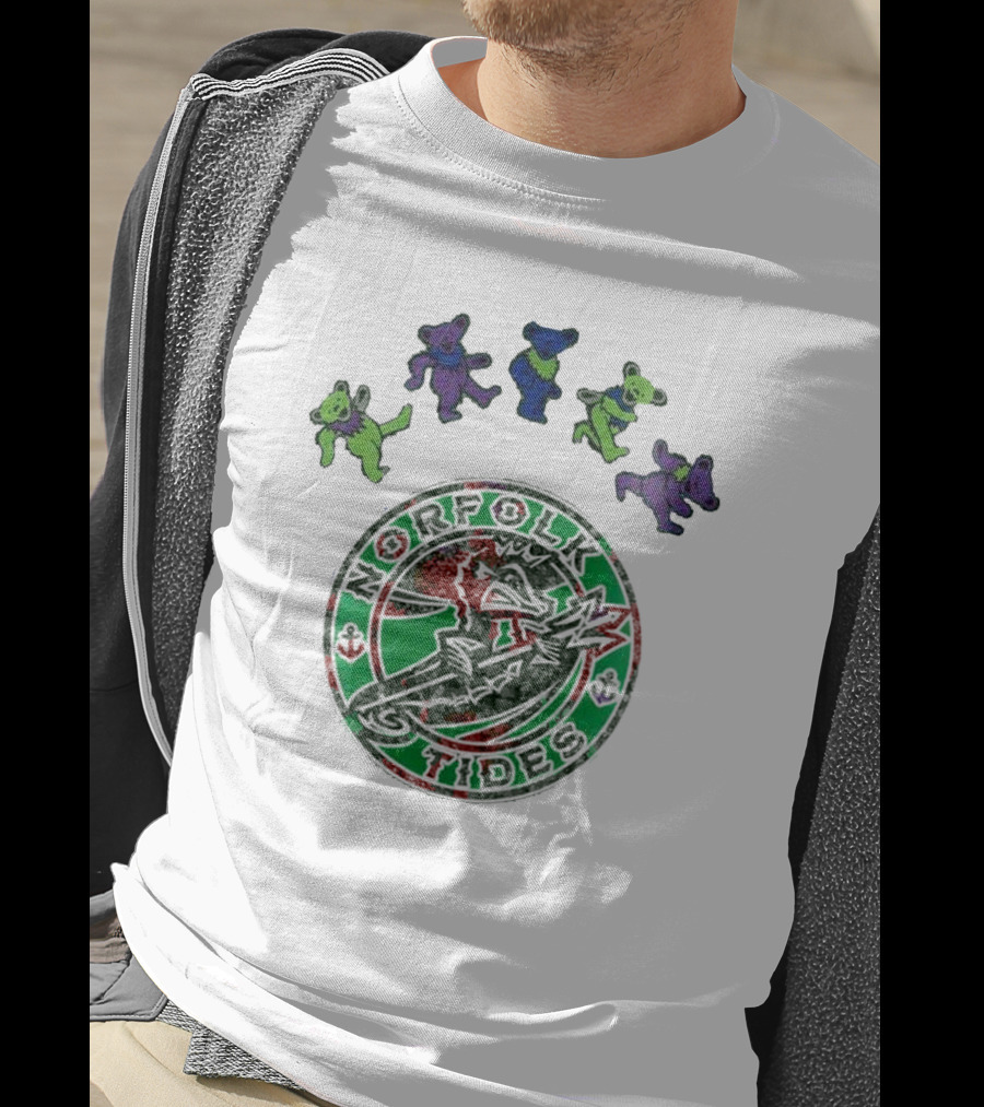Norfolk Tides Grateful Dead Night 2025 Dancing Bears Baseball T-Shirt