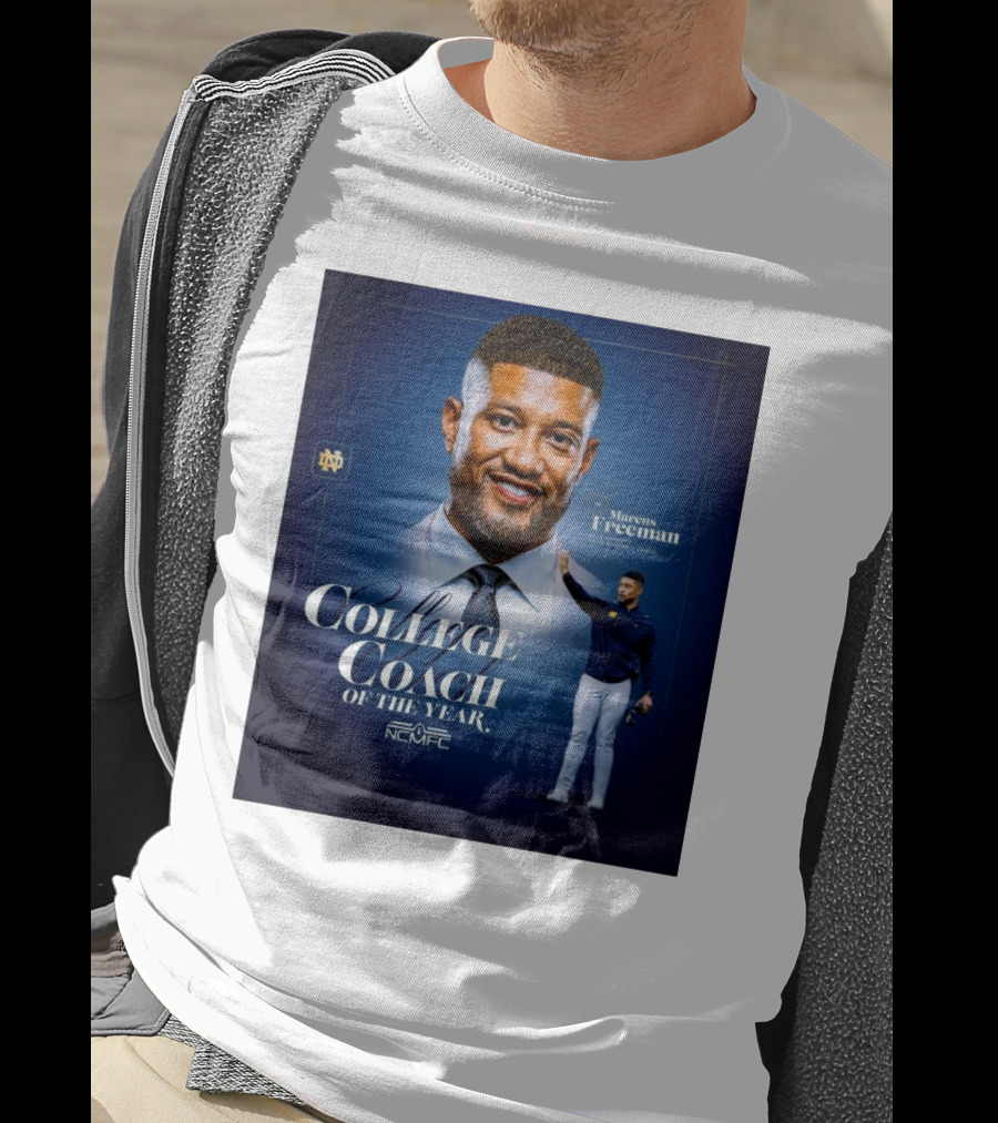 Marcus Freeman 2025 Notre Dame Fighting Irish NCMFC College Coach Of The Year T-Shirt