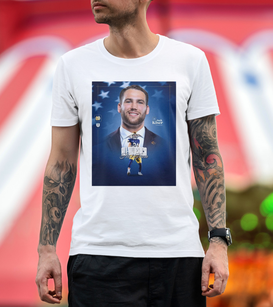 Notre Dame Football CSC Academic All-America First Team Jack Kiser Linebacker 24 Star Background T-Shirt