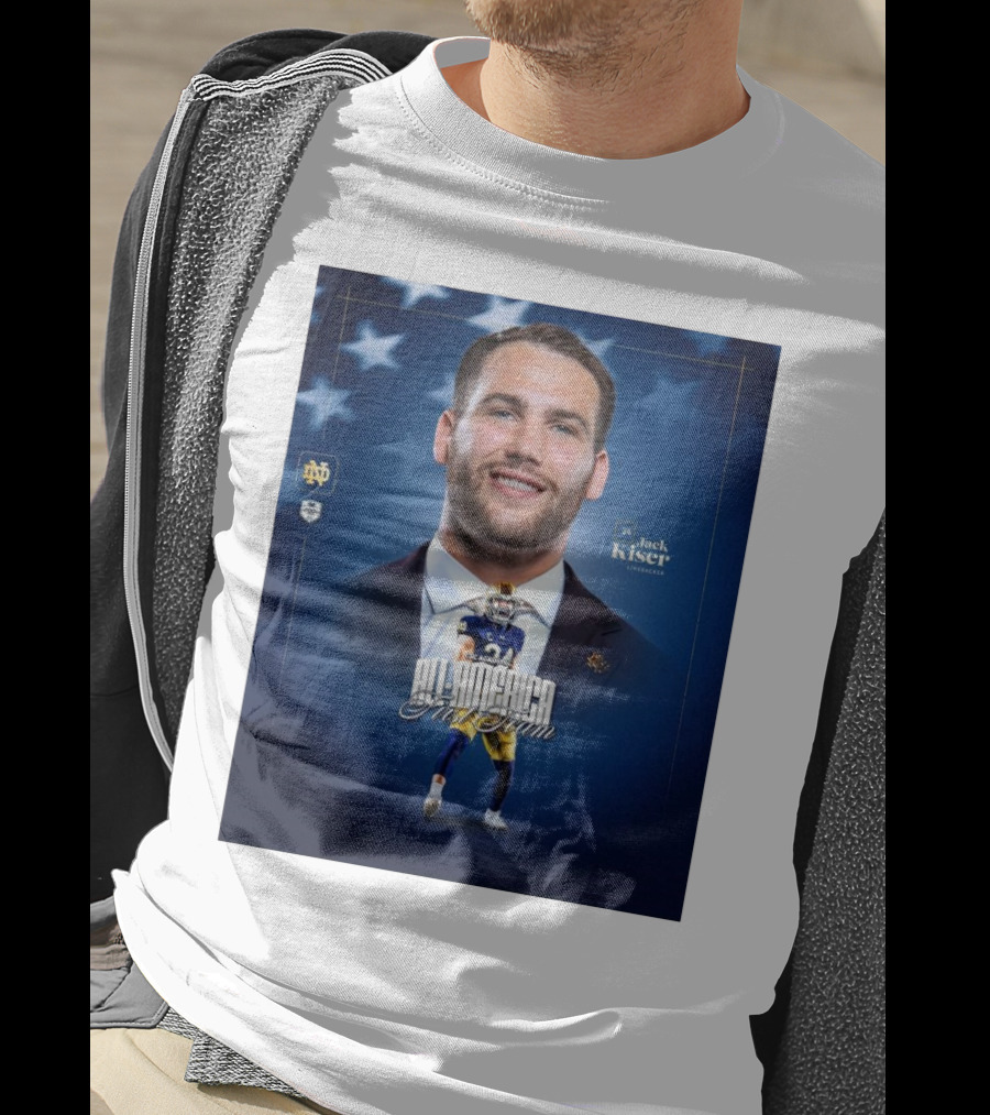 Notre Dame Football CSC Academic All-America First Team Jack Kiser Linebacker 24 Star Background T-Shirt