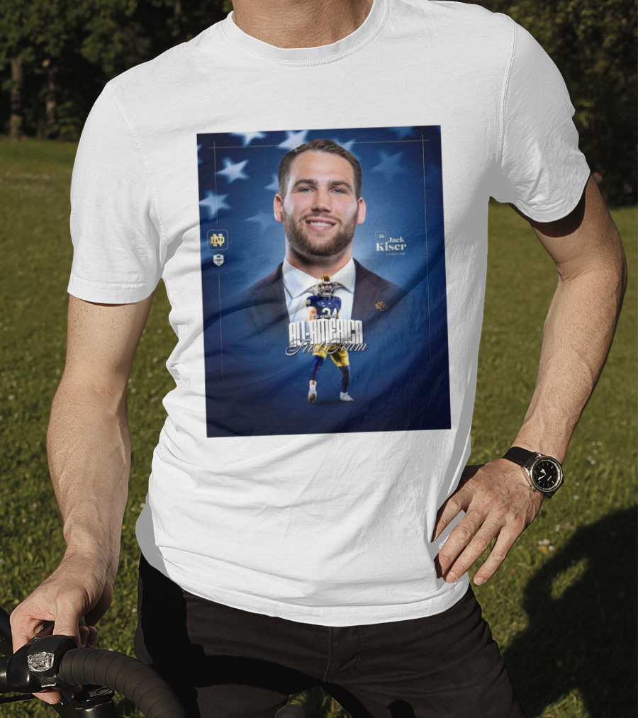 Notre Dame Football CSC Academic All-America First Team Jack Kiser Linebacker 24 Star Background T-Shirt