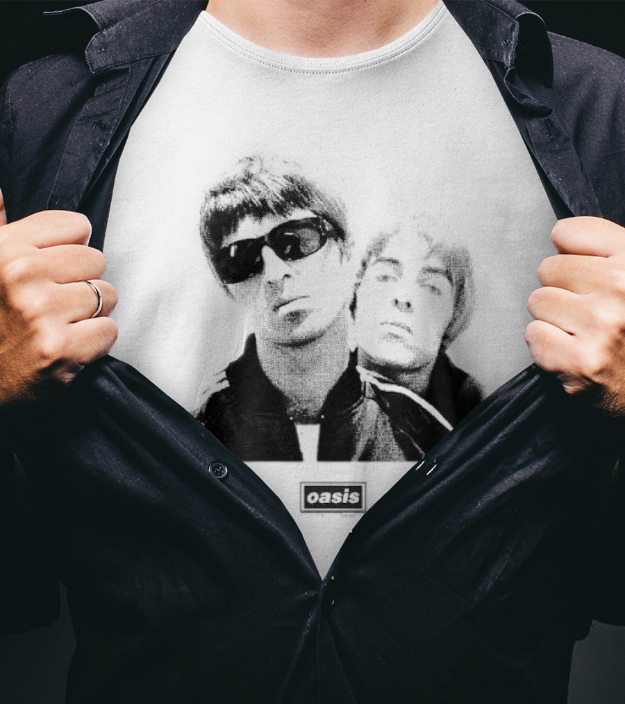 Oasis Boxed Web Exclusive Liam And Noel Gallagher Black And White T-Shirt