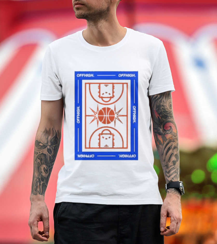 Offhigh Home White Basketball Court Blueprint T-Shirt