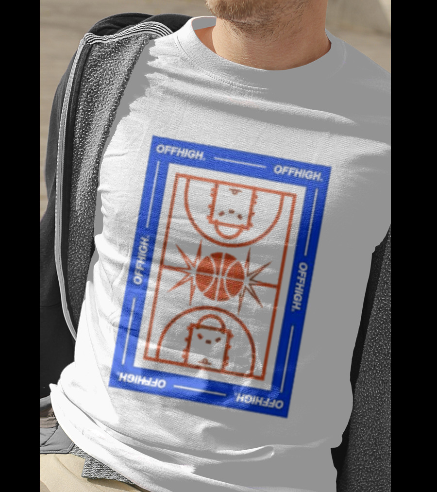 Offhigh Home White Basketball Court Blueprint T-Shirt