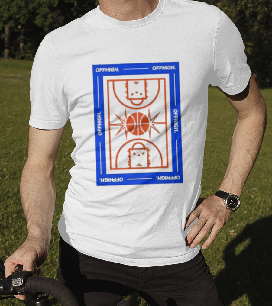 Offhigh Home White Basketball Court Blueprint T-Shirt