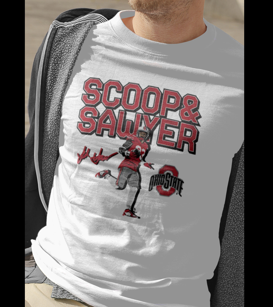 Ohio State Scoop And Sawyer Jack Sawyer Signature Buckeyes Football T-Shirt