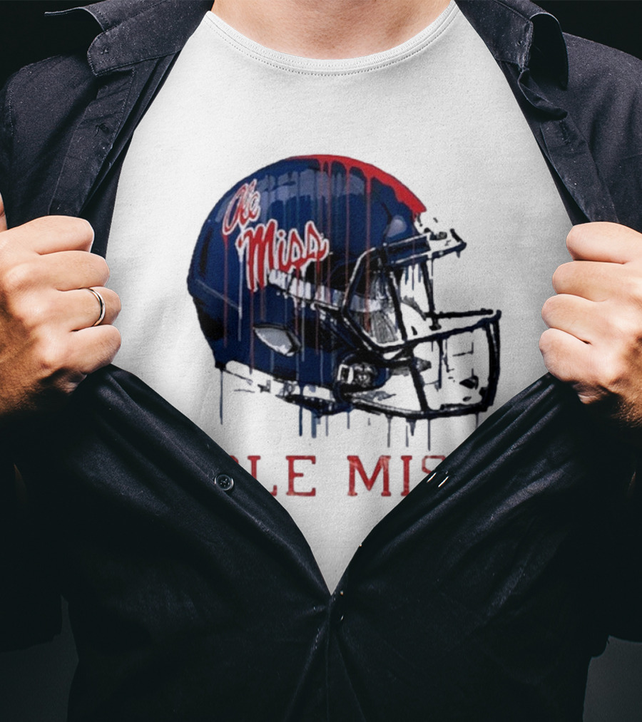 Ole Miss Dripping Football Helmet T-Shirt